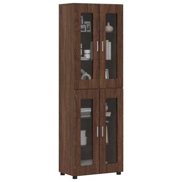 vidaXL Highboard med hylde Brun eg 60 x 35 x 182 cm Konstrueret tr&aelig;