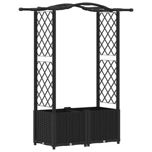 vidaXL H&aelig;vet Bed med Trellis og Tag Sort 125 x 40 x 138 cm PP