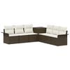 vidaXL Sofa S&aelig;t 7 stk. Brun og Creme Hvid Poly Rattan og St&aring;l