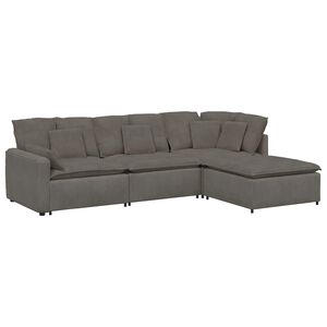 vidaXL modulsofa med fodskammel og hynder f&oslash;jlsstof lysegr&aring;