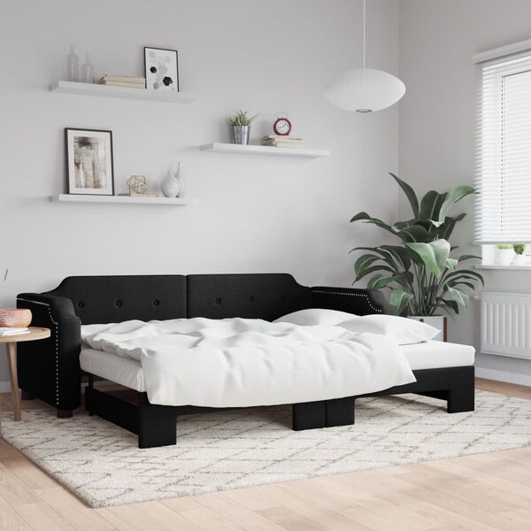vidaXL daybed med udtr&aelig;k 90x200 cm stof sort