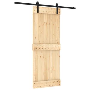 vidaXL Skyded&oslash;r Naturfarvet og sort 80 x 210 cm Massivt Fyrretr&aelig;