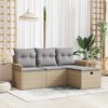 vidaXL Havesofa Sæt med pude med opbevaring 4 pcs Beige Poly rattan