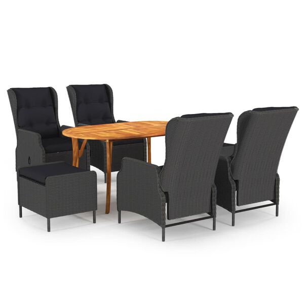 vidaXL spisebordss&aelig;t til haven 7 dele m&oslash;rkegr&aring;