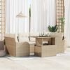 vidaXL Havesofa S&aelig;t med pude med opbevaring 7 pcs Beige Poly Rattan
