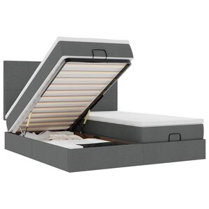 vidaXL osmannisk sengeramme med madrasser 180x200 cm stof m&oslash;rkegr&aring;