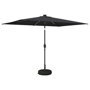 vidaXL Haveparasol med LED lys og fod 200 x 300 cm Polyester Antracit