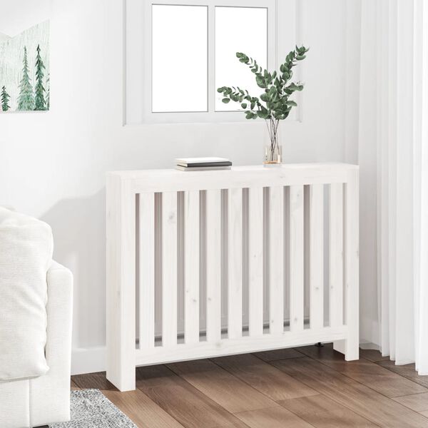 vidaXL radiatorskjuler 108,5x19x84 cm massivt fyrretr&aelig; hvid