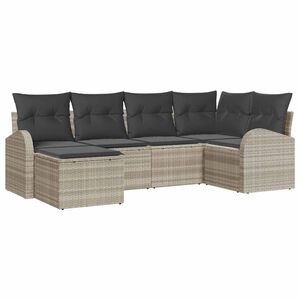 vidaXL Sofa S&aelig;t med pude med opbevaring 6 pcs Lysegr&aring; polyrattan