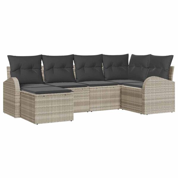 vidaXL Sofa Sæt med pude med opbevaring 6 pcs Lysegrå polyrattan