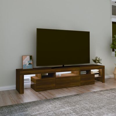 vidaXL tv-skab med LED-lys 200x36,5x40 cm brun egetræ