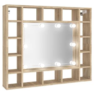 vidaXL spejlskab med LED-lys 91x15x76,5 cm sonoma-eg