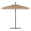 vidaXL haveparasol med LED-lys og st&aring;lstang 246x246x230 cm brun