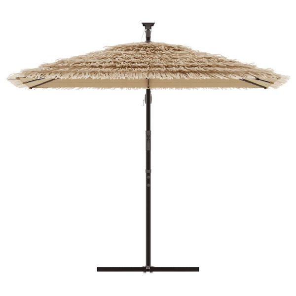 vidaXL haveparasol med LED-lys og st&aring;lstang 246x246x230 cm brun