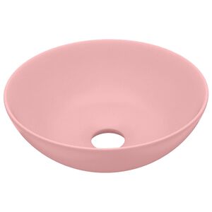 vidaXL keramisk h&aring;ndvask til badev&aelig;relse rund mat pink