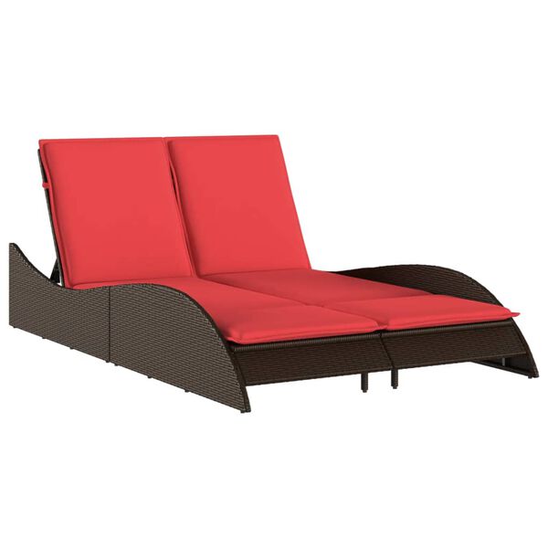 vidaXL liggestol med hynder brun 114x205x73 cm polyrattan