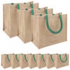 vidaXL Jute tasker 10 Naturlig og Gr&oslash;n 26 x 22 x 14 cm 100% Tossa Jute