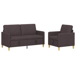 vidaXL Sofa s&aelig;t med opbevaring 2 stk. M&oslash;rk Brun Polyester