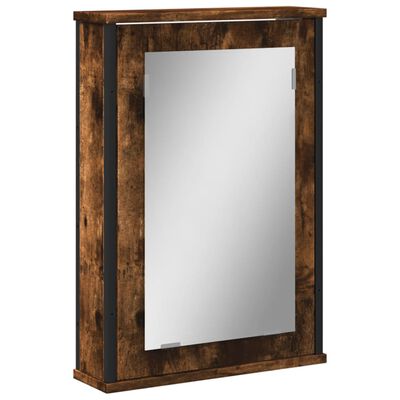vidaXL badeværelsesskab med spejl 42x12x60 cm konstrueret træ røget eg