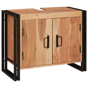 vidaXL Vaskeskab med hylde Brun 71 x 33 x 58 cm Massivt Akacietr&aelig;