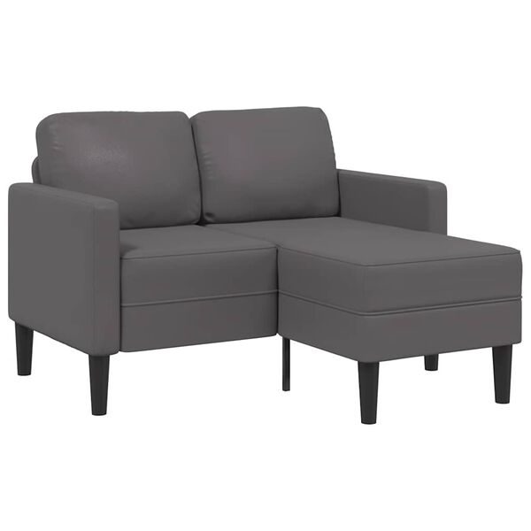 vidaXL 2-personers sofa med chaiselong L-formet 125 cm kunstlæder grå