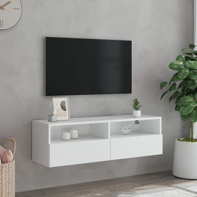 vidaXL væghængt tv-bord 100x30x30 cm konstrueret træ hvid