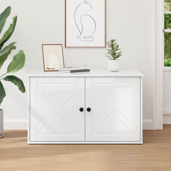 vidaXL Kat Hus Gloss Hvid 85 x 55 x 50 cm Konstrueret tr&aelig;