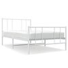 vidaXL sengeramme med sengegavl og fodg&aelig;rde 90x200 cm metal hvid