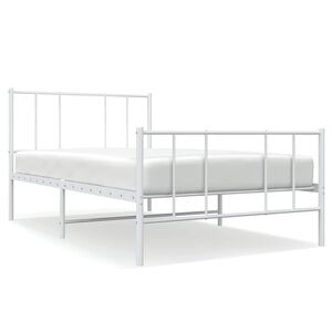 vidaXL sengeramme med sengegavl og fodg&aelig;rde 90x200 cm metal hvid