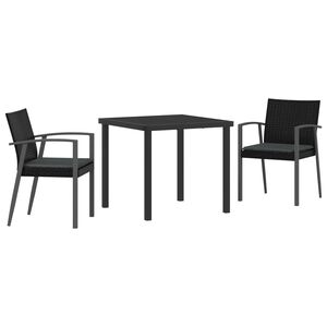 vidaXL Have Spisebordss&aelig;t 3 stk. Sort og gr&aring; PE Rattan