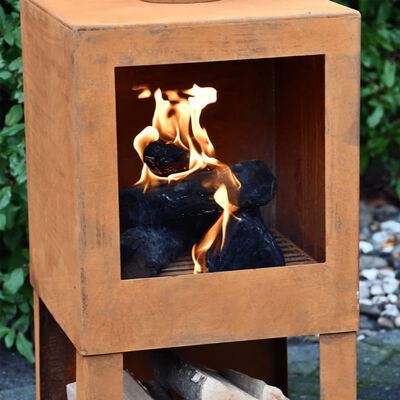 Esschert Design udendørs pejs med brændestativ rustfarvet FF298