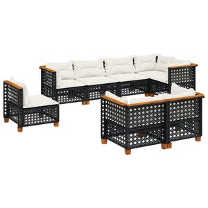 vidaXL sofas&aelig;t til haven 8 dele med hynder polyrattan sort