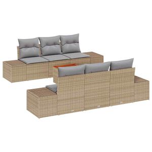 vidaXL Havesofa S&aelig;t med pude 7 pcs Beige polyrattan