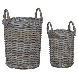 vidaXL Planter Kurv med opbevaring 2 pcs Gr&aring; Kubu rattan