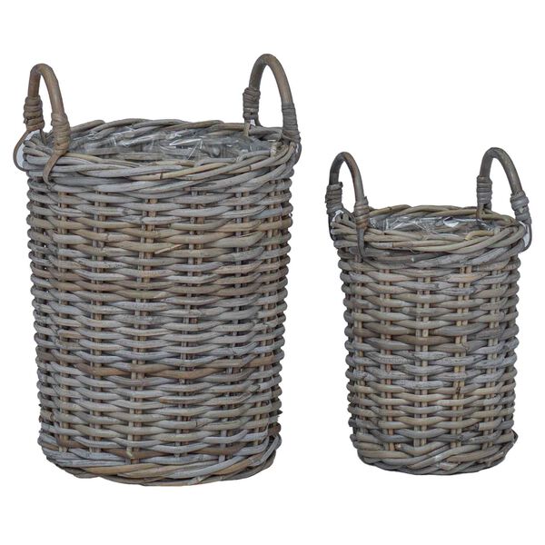 vidaXL Planter Kurv med opbevaring 2 pcs Gr&aring; Kubu rattan