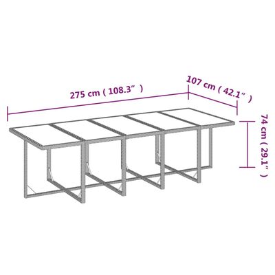 vidaXL spisebordssæt til haven 15 dele med hynder polyrattan sort