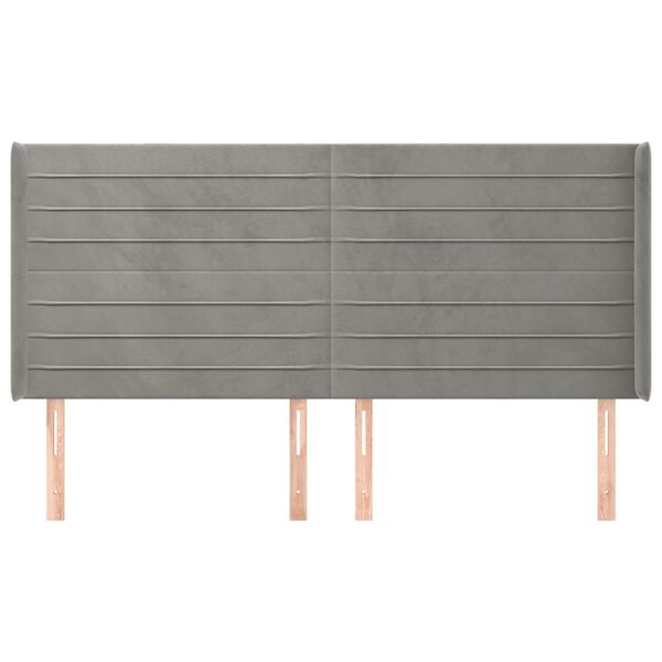 vidaXL sengegavl med kanter 203x16x118/128 cm fl&oslash;jl lysegr&aring;