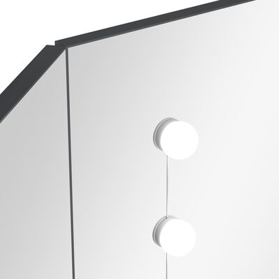 vidaXL toiletbord til hjørne med LED-lys 111x54x141,5 cm grå