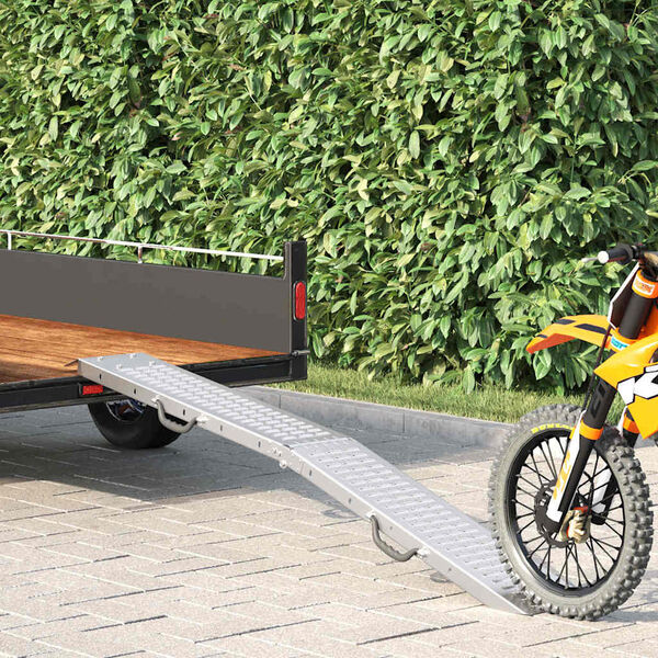 vidaXL Foldbar rampe 200kg pr. rampe S&oslash;lv 186 x 23 x 4,5 cm