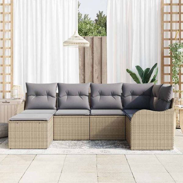 vidaXL Havesofa S&aelig;t Beige polyrattan