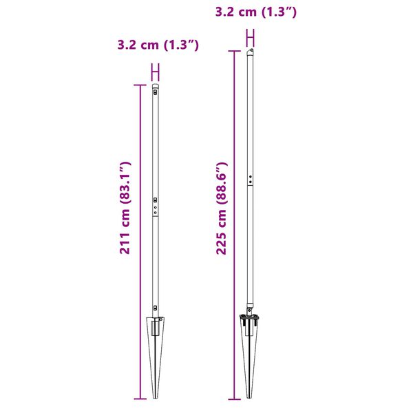 vidaXL Hegnspæl Andet 26 pcs Grå 3,2 x 3,2 x 180 cm Stål