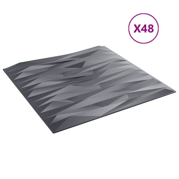 vidaXL V&aelig;gpaneler 48 pcs Sten gr&aring; 50 x 50 cm XPS Skum