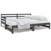 vidaXL daybed med udtr&aelig;k 2x(80x200) cm massivt fyrretr&aelig; gr&aring;