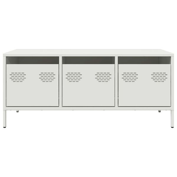 vidaXL Sofabord hvid 101,5x50x43,5 cm koldvalset st&aring;l