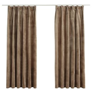 vidaXL m&oslash;rkl&aelig;gningsgardiner kroge 2 stk. 140x175 cm fl&oslash;jl beige