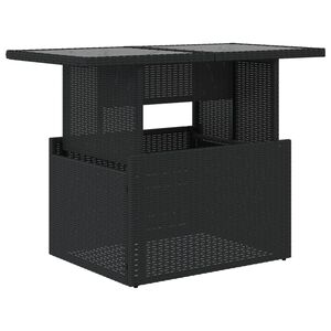 vidaXL havebord med glastop 100x55x73 cm polyrattan sort