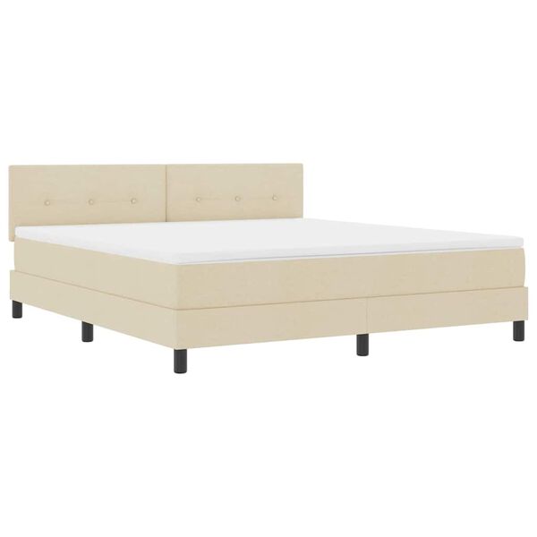 vidaXL Box spring seng med madras med LED Creme 180 x 200 cm Stof