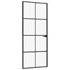 vidaXL d&oslash;r 83x201,5 cm h&aelig;rdet glas og aluminium sort