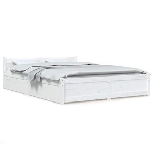 vidaXL sengeramme med skuffer 135x190 cm dobbelt hvid