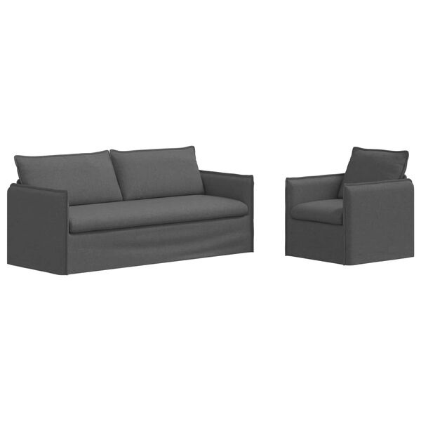 vidaXL Sofa 2 pcs M&oslash;rkegr&aring; 196 x 82 x 85 cm Stof